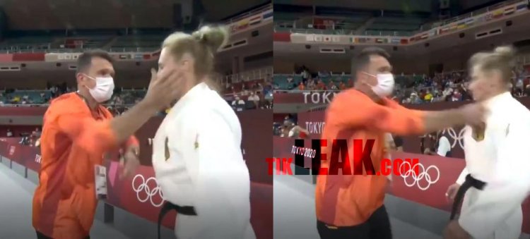 Slaps: Claudiu Pusa motivates judoka Martyna Trajdos just before fight