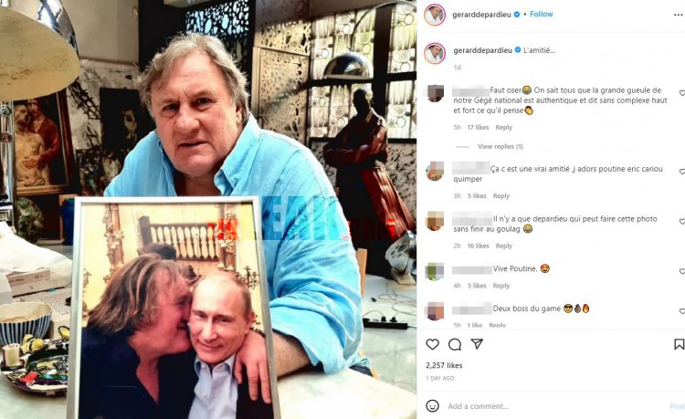 Gerard Depardieu Putin first Instagram post with Vladimir Putin