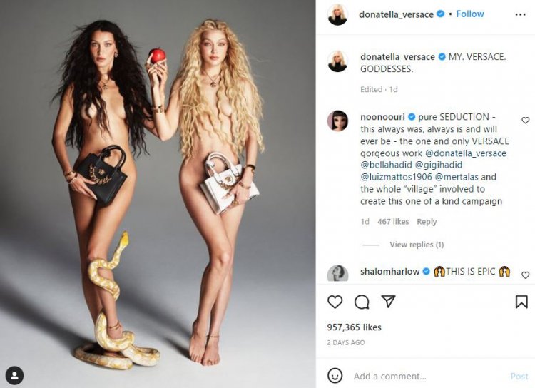 Bella and Gigi Hadid, naked for Versace