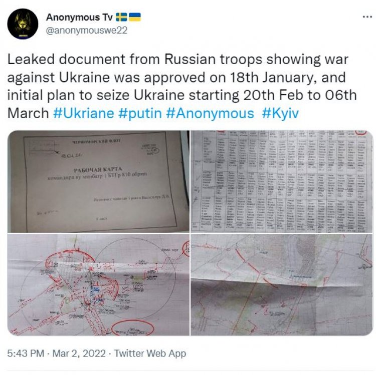 Leaked Document from Russian troops showing war against Ukraine was approved on 18th January